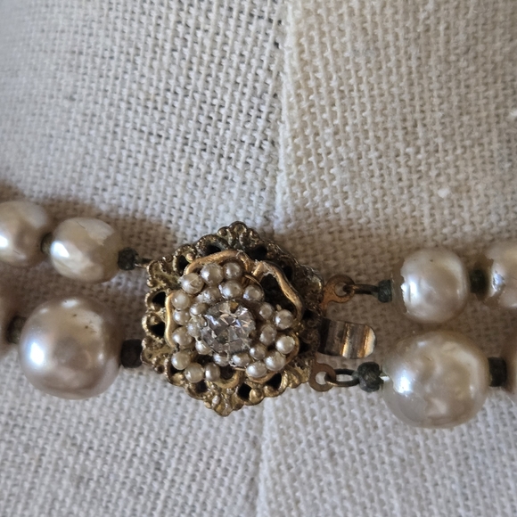 Vtg Signed 40s 50s Miriam Haskell Baroque Pearl Multi Strand Necklace, 14" - Picture 16 of 16